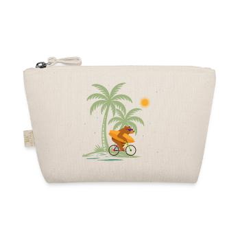 Ours avec planche de surf sur vélo sous les palmiers - Trousse biologique - nature - Devant