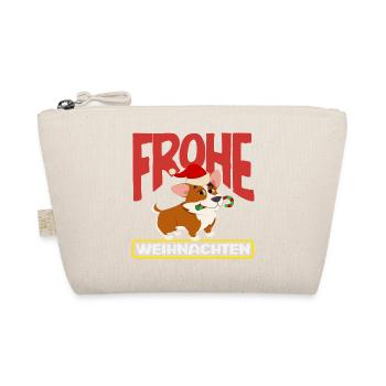 Frohe Weihnachten Corgi mit Nikolausmütze - Bio-Täschchen - Natur - Vorne