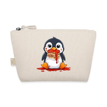 Cute penguin with lasagna cartoon eating fun - Organic Pouch - nature - Front