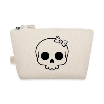 Cute skull with bow | Girly Goth - Organic Pouch - nature - Front