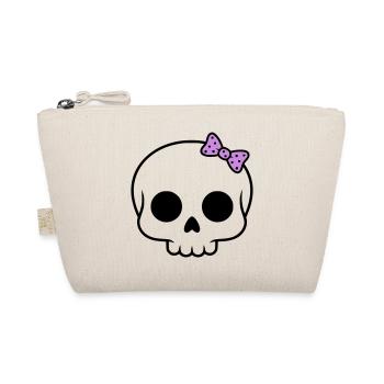 Cute skull with bow | Girly Goth - Organic Pouch - nature - Front