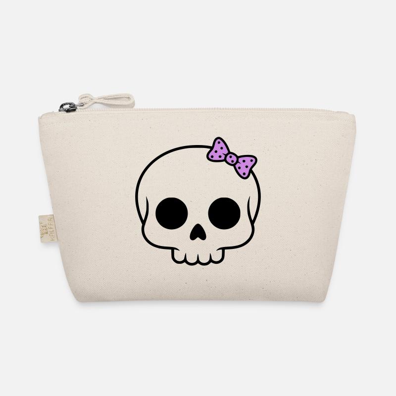 Tête de mort mignonne avec nœud | Girly Goth Trousse biologique