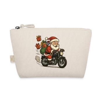 Weihnachtsmann auf Motorrad mit Geschenken - Bio-Täschchen - Natur - Vorne