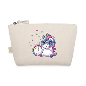 Happy New Year Unicorn with Clock - Organic Pouch - nature - Front