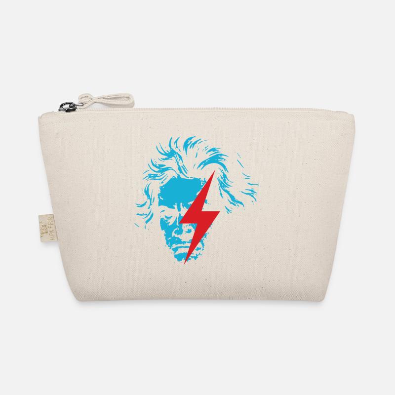 Blue Beethoven face with Red Lightning Organic Pouch
