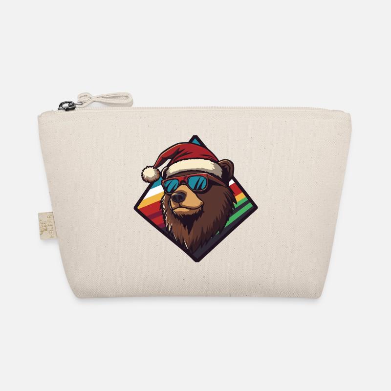 Winter Bear with Santa Hat Organic Pouch