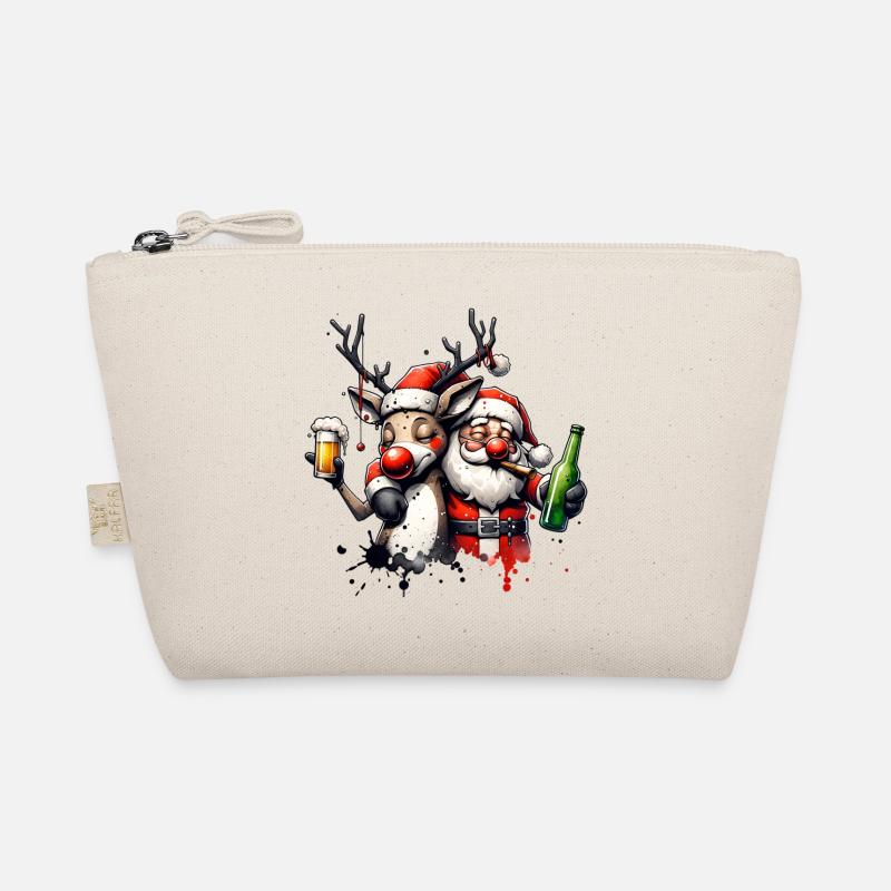 Santa & Rentier – Lustiges Weihnachtsgeschenk Bio-Täschchen