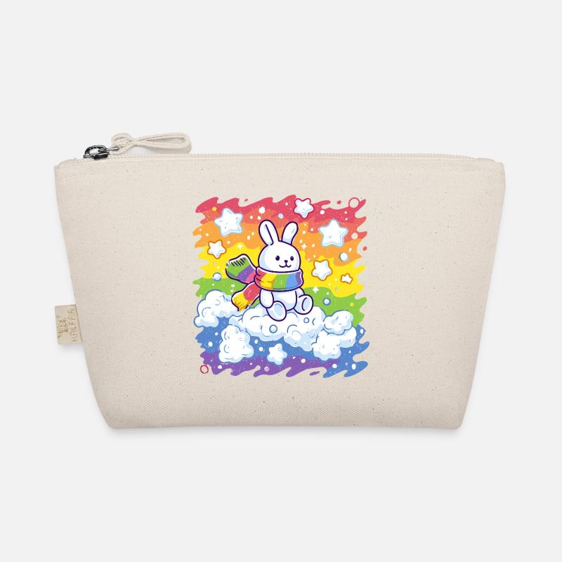 Rainbow bunny on cloud Organic Pouch