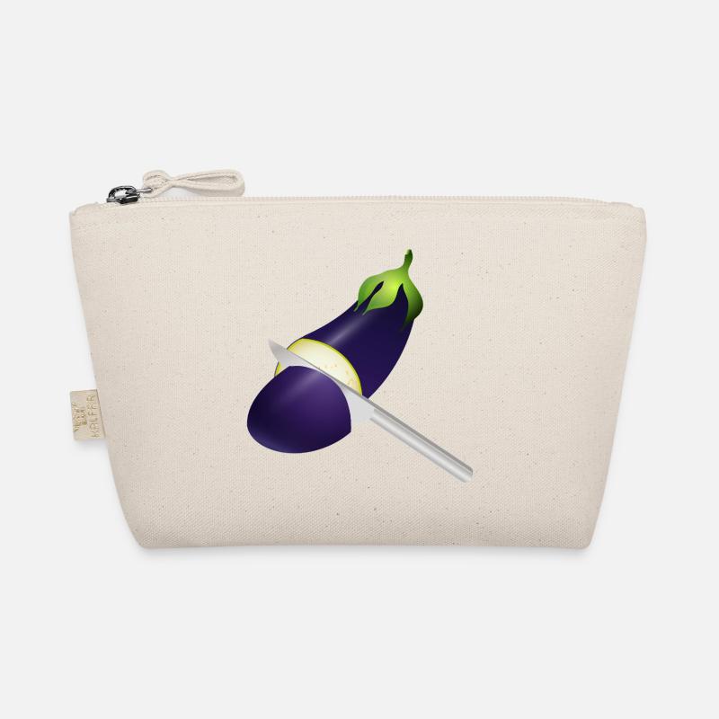 Leuchtende Aubergine mit Küchenmesser Bio-Täschchen