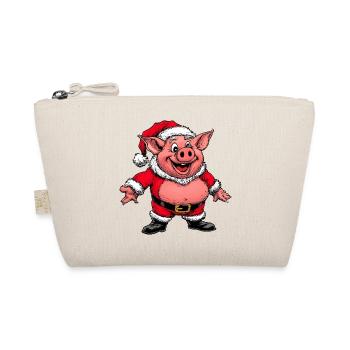 Schweinchen Weihnachtsmann - Bio-Täschchen - Natur - Vorne