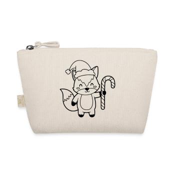 Weihnachtsfuchs mit Candy Cane Illustration - Bio-Täschchen - Natur - Vorne
