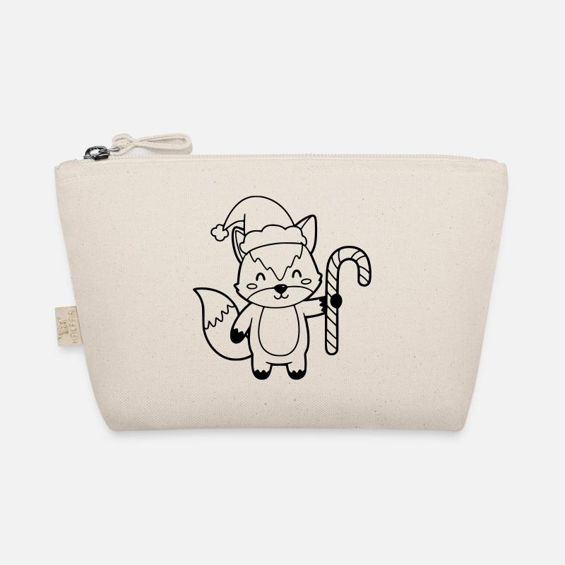 Weihnachtsfuchs mit Candy Cane Illustration Bio-Täschchen