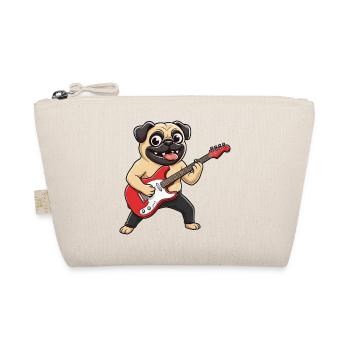 Cute Pug Clown Dog Guitar Musician Cartoon - Organic Pouch - nature - Front