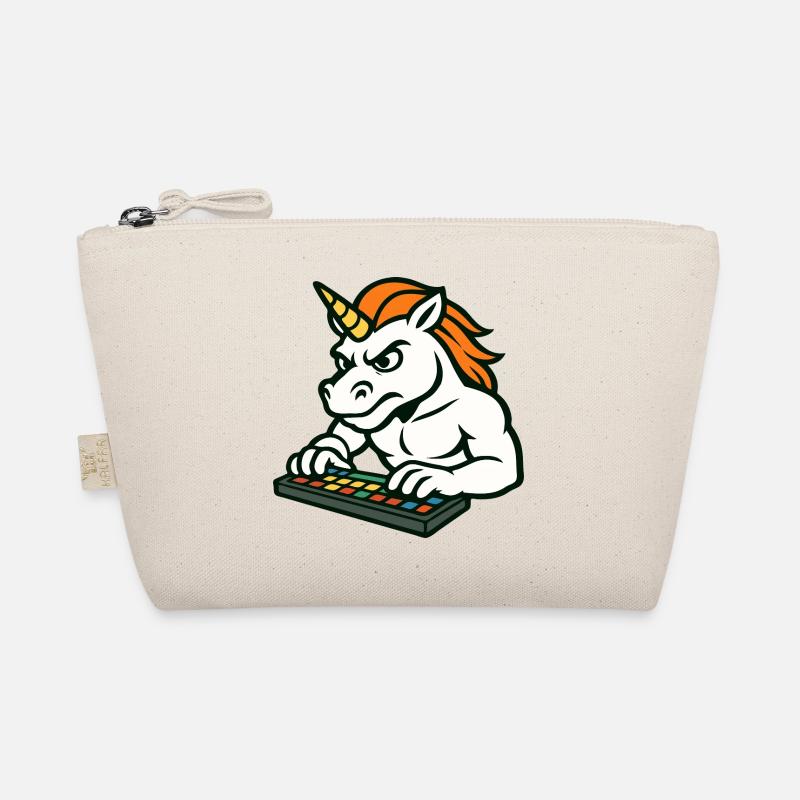 Unicorn DJ Mascot Making Beats on Pad Organic Pouch