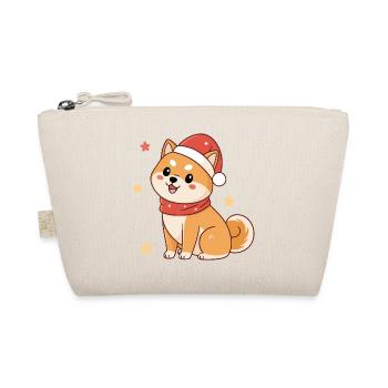 Shiba Noël kawaii avec chapeau rouge - Trousse biologique - nature - Devant