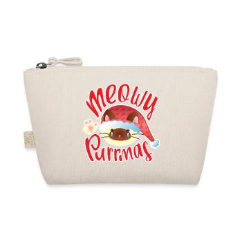 Meowy Purrmas – Süße Weihnachtskatze mit Mütze - Bio-Täschchen - Natur - Vorne