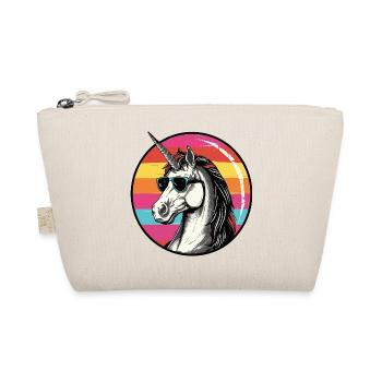 Unicorn mit Sonnenbrille Sunset - Bio-Täschchen - Natur - Vorne