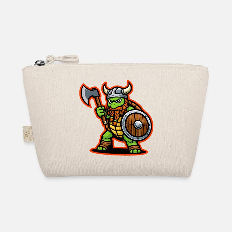 Viking Turtle Warrior Axe Shield Mascot - Organic Pouch - nature