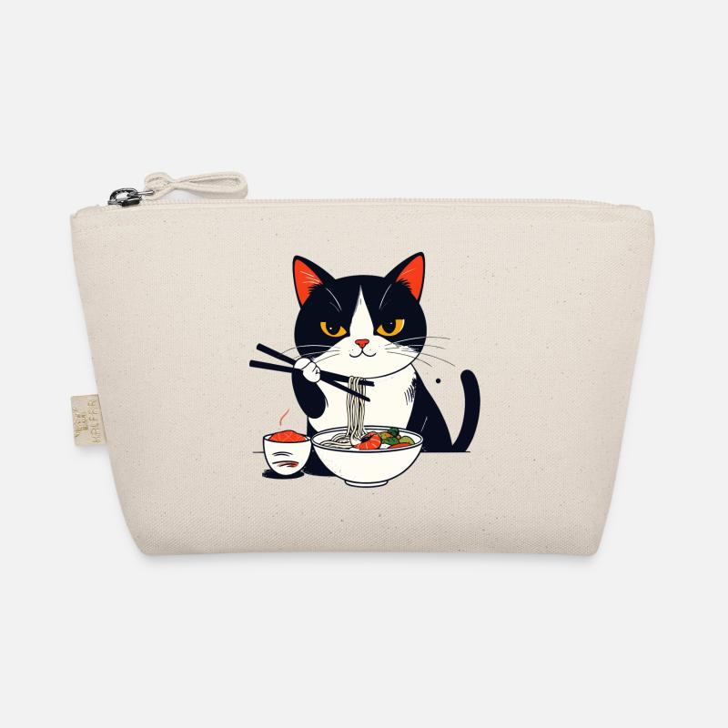Cat Eats Sushi with Chopsticks Ramen Charm Noodles Organic Pouch