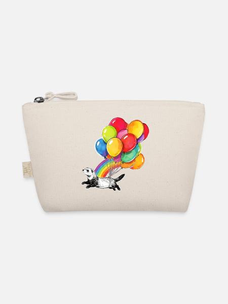 Ferret Balloons and Rainbow - Organic Pouch - nature - Front