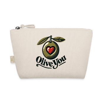 Olive You Heart Retro-Emblem - Bio-Täschchen - Natur - Vorne