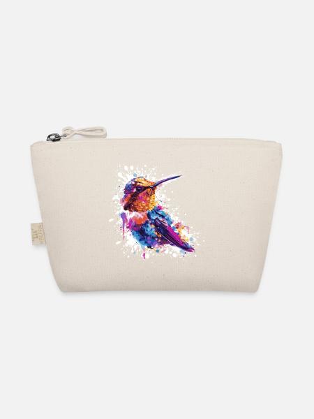 Bunter Kolibri Aquarell Spritzer - Bio-Täschchen - Natur - Vorne