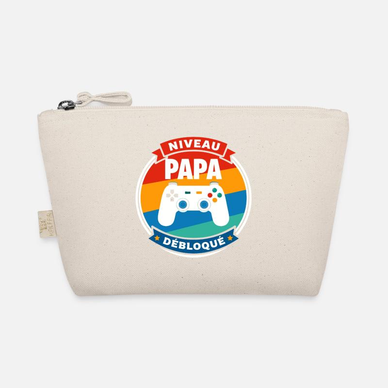 Papa-Level Entsperrtes Abzeichen - Bio-Täschchen - Natur