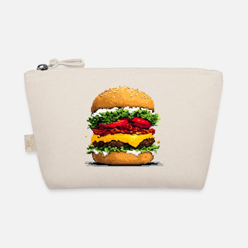 Pixelhamburger Retro Pixelkunst Bio-Täschchen