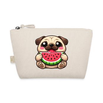Süßer Mops Hund Cartoon Kawaii Melone Sommer - Bio-Täschchen - Natur - Vorne