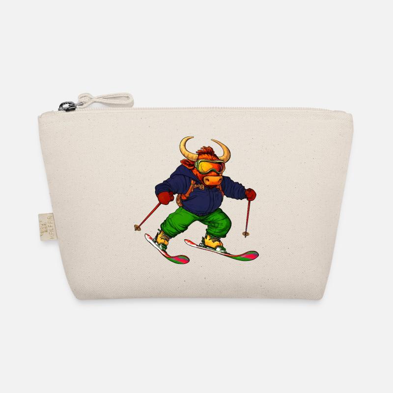 Stiere Skifahrer / Ski Stier - Bio-Täschchen - Natur