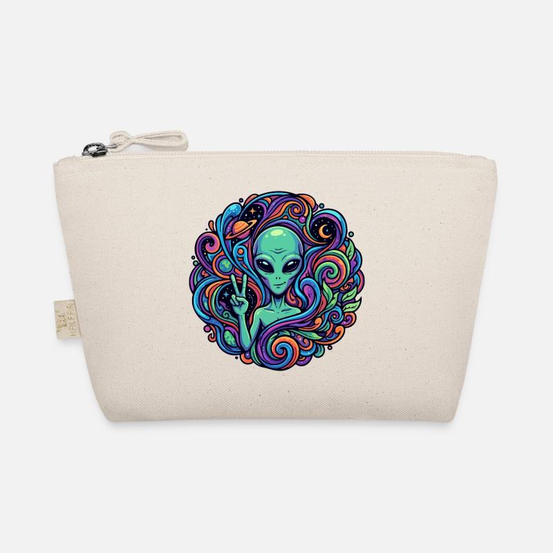 Alien Peace Sign Psychedelic Alien Organic Pouch