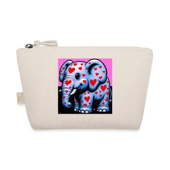 Elephant with Heart and Hearts - Organic Pouch - nature - Front