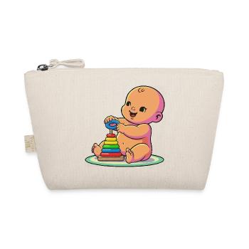 Bébé avec des anneaux d’empilement arc-en-ciel - Trousse biologique - nature - Devant