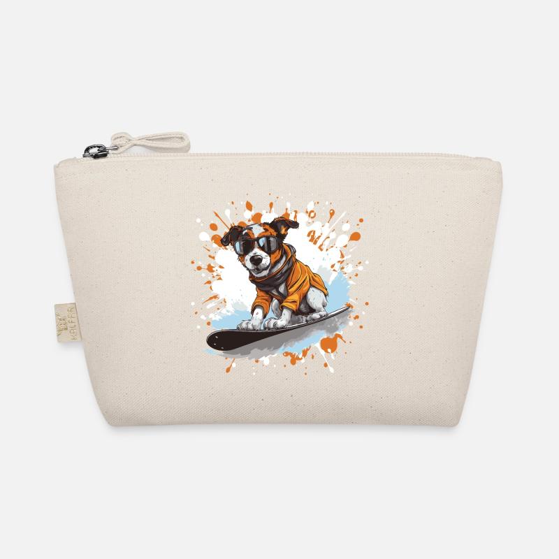 Jack Russel Terrier Hund Snowboard - Bio-Täschchen - Natur