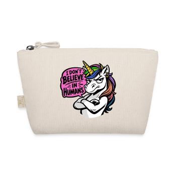 Funny Unicorn – I Don’t Believe in Humans - Bio-Täschchen - Natur - Vorne
