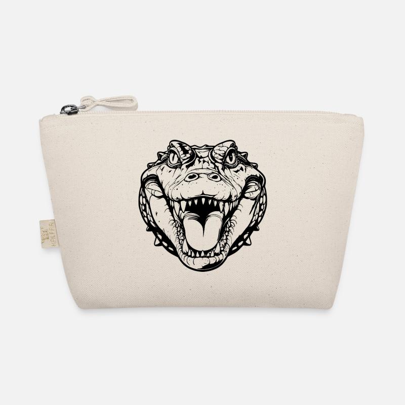 Crocodile Head Solid Color Crocodile Head Black Motif Organic Pouch