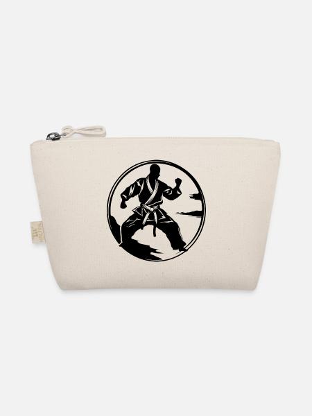 Karate Mann Silhouette - Bio-Täschchen - Natur - Vorne