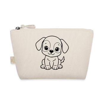 Petit chien mignon – Chiot noir et blanc - Trousse biologique - nature - Devant