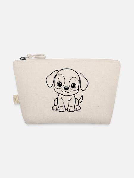 Cute Baby Dog – Black & White Puppy - Organic Pouch - nature