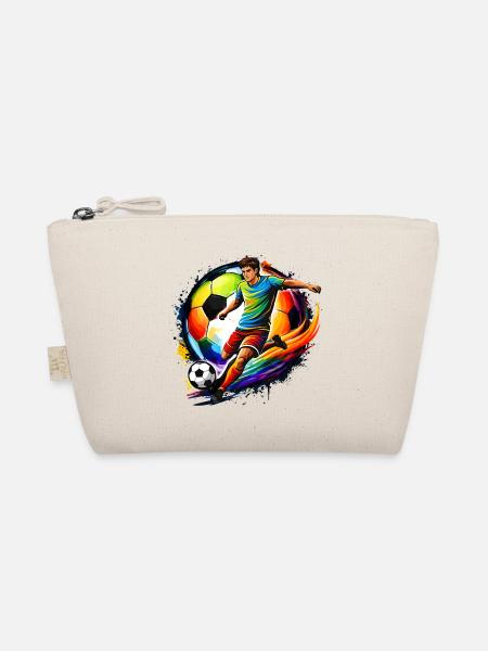 Soccer Shirt Player Silhouette Soccer Ball - Organic Pouch - nature - Front