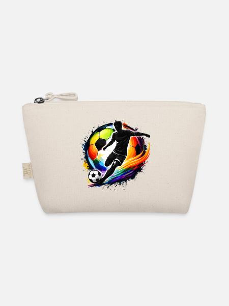 Soccer Shirt Player Silhouette Soccer Ball - Organic Pouch - nature - Front