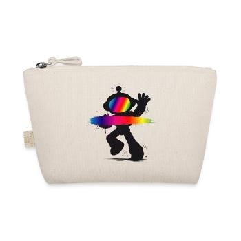 Robot Silhouette Rainbow Splash Design - Organic Pouch - nature - Front