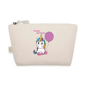 Birthday Unicorn with Balloon - Organic Pouch - nature - Front