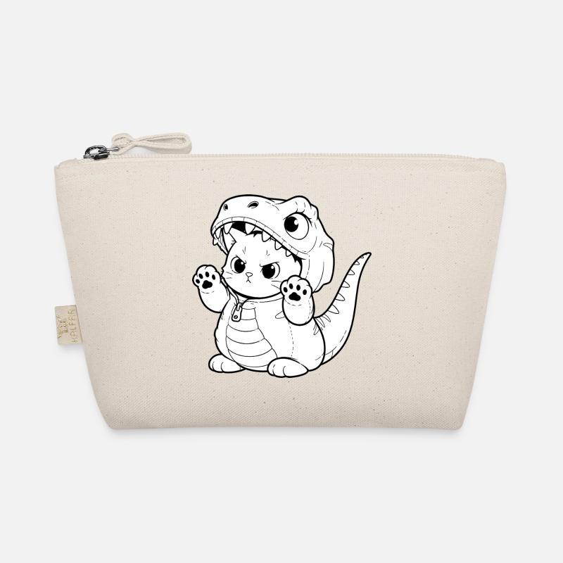Cuddly dino kitten design - Organic Pouch - nature