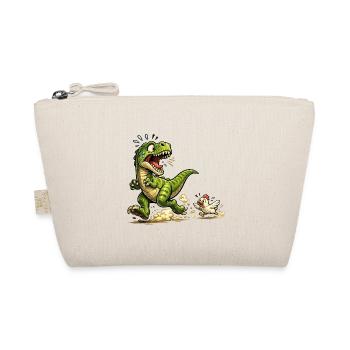 Comic Raptor Dinosaur on the run from a chicken - Organic Pouch - nature - Front