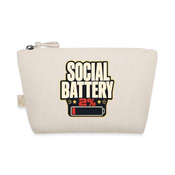 Funny Gift, Social Battery 2% Gen Z Humor - Organic Pouch - nature - Front