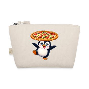 Lustiger Pinguin mit Pizza Cartoon Motiv - Bio-Täschchen - Natur - Vorne