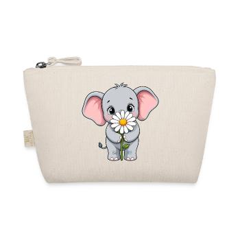 Kleiner Elefant mit Gänseblümchen - Bio-Täschchen - Natur - Vorne