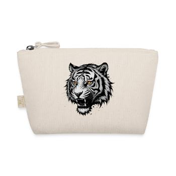 Black White Tiger Head with Orange Eyes - Organic Pouch - nature - Front