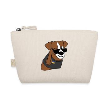 Ukraine-Hund mit Sonnenbrille – Ukrainische Flagge - Bio-Täschchen - Natur - Vorne
